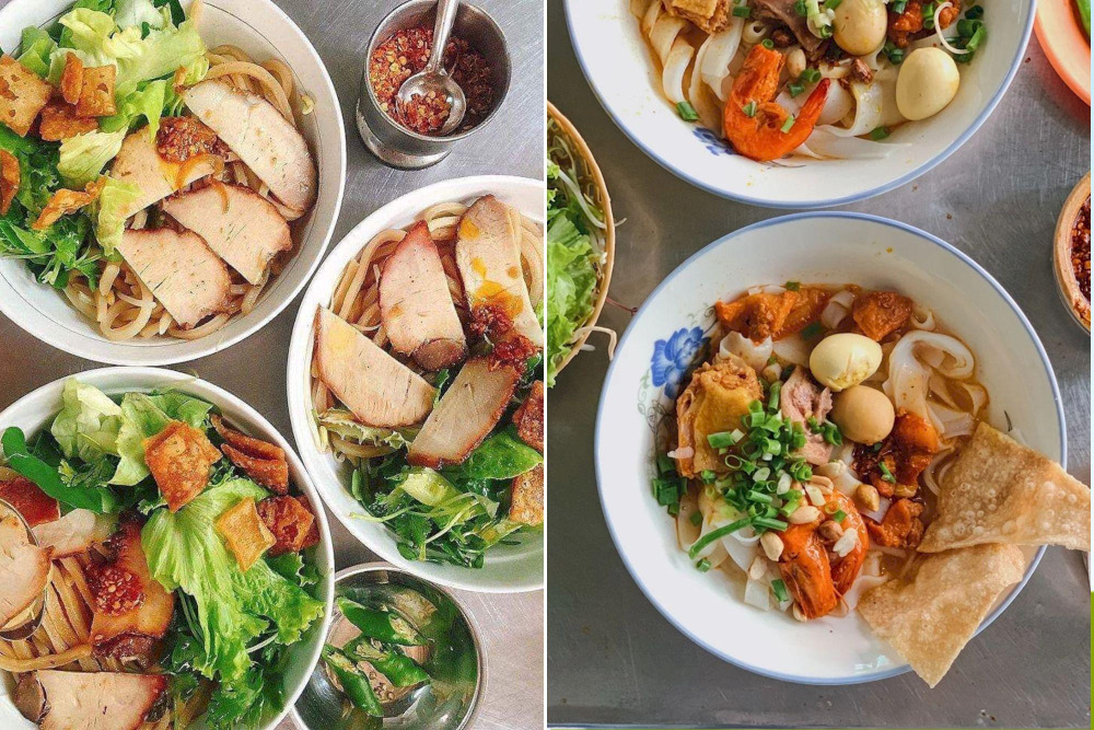 Turmeric Quang noodles and pork rice noodles